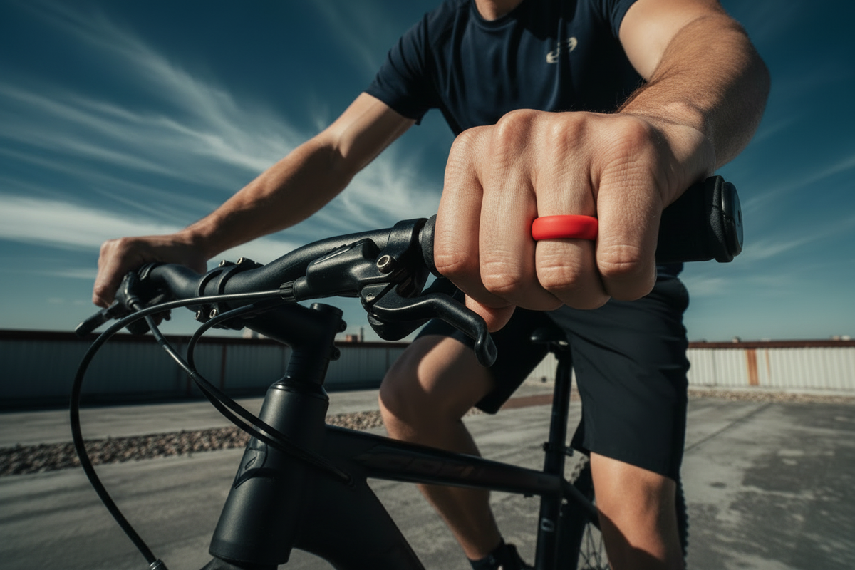 Red silicone ring cycling lifestyle